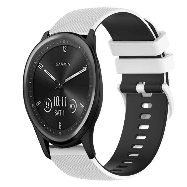 20mm Checkered Two-Color Silicone Watch Band, For Garmin Vivomove Sport, For Garmin Venu 2 Plus, For Garmin Approach S40, For Garmin Forerunner 158
