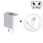 미니 듀얼 포트 USB 충전기 + USB to 8핀 데이터 케이블, AU 플러그, AU 플러그 + 8핀 케이블
