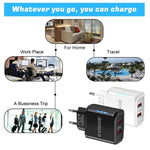 36W 듀얼 포트 QC3.0 USB 휴대폰 충전기 듀얼 18W 출력, 유럽 플러그, 유럽 플러그