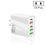 65W 듀얼 PD Type-C + 3 x USB 다중 포트 충전기 휴대폰 및 태블릿용, 미국 플러그, 미국 플러그