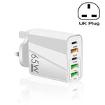 65W 듀얼 PD Type-C + 3 x USB 다중 포트 충전기 휴대폰 및 태블릿용, 영국 플러그, 영국 플러그