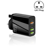 65W 듀얼 PD Type-C + 3 x USB 다중 포트 충전기 휴대폰 및 태블릿용, 영국 플러그, 영국 플러그