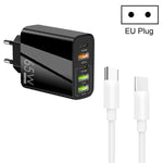 65W 듀얼 PD Type-C + 3 x USB 멀티 포트 충전기 및 3A Type-C to Type-C 데이터 케이블, US 플러그, EU 플러그 + Type-C to Type-C 케이블