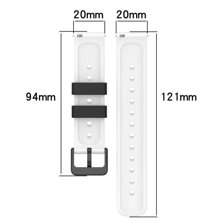 20mm 투톤 통기성 실리콘 시계줄, 삼성 갤럭시 워치 액티브2 44mm용, 삼성 갤럭시 워치 42mm용