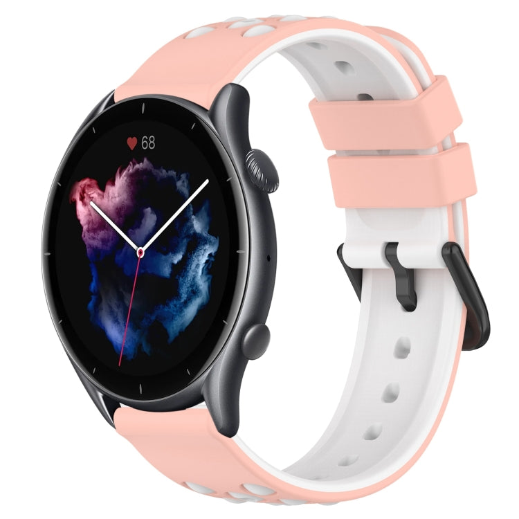 22mm Two-Color Porous Silicone Watch Band, For Amazfit GTR 3, For Amazfit GTR 3 Pro, For Amazfit GTR 2e, For Amazfit GTR 2
