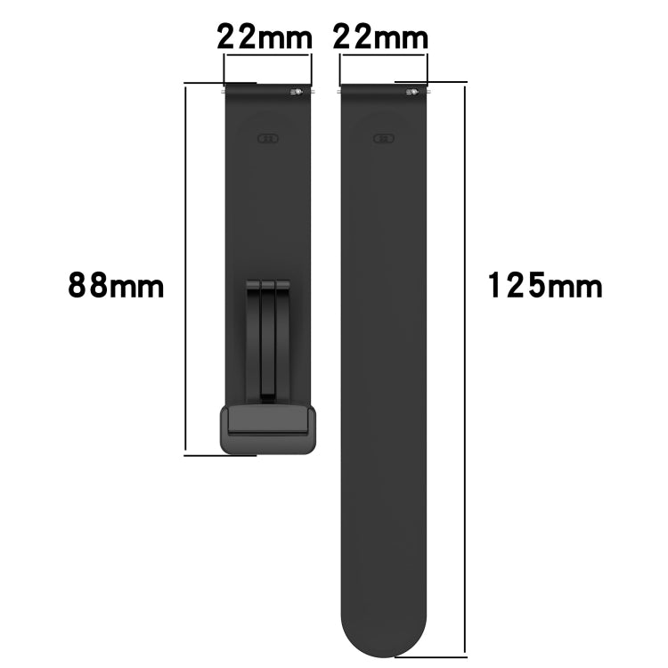 22mm Folding Magnetic Clasp Silicone Watch Band, For Amazfit GTR 4, For Amazfit GTR 3, For Amazfit GTR 3 Pro, For Amazfit GTR 2e