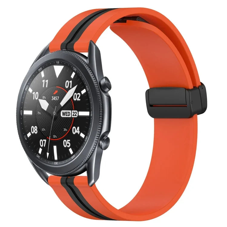 22mm Folding Magnetic Clasp Silicone Watch Band, For Samsung Galaxy Watch3 45mm, For Samsung Galaxy Watch 46mm, For Samsung Gear S3 Classic, For Samsung Gear S3 Frontier