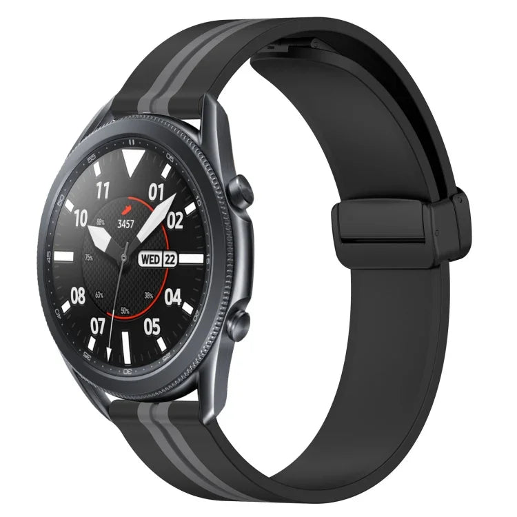 22mm Folding Magnetic Clasp Silicone Watch Band, For Samsung Galaxy Watch3 45mm, For Samsung Galaxy Watch 46mm, For Samsung Gear S3 Classic, For Samsung Gear S3 Frontier