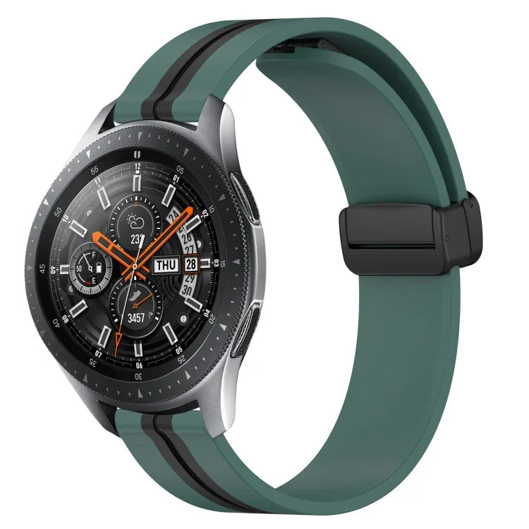 22mm Folding Magnetic Clasp Silicone Watch Band, For Samsung Galaxy Watch3 45mm, For Samsung Galaxy Watch 46mm, For Samsung Gear S3 Classic, For Samsung Gear S3 Frontier