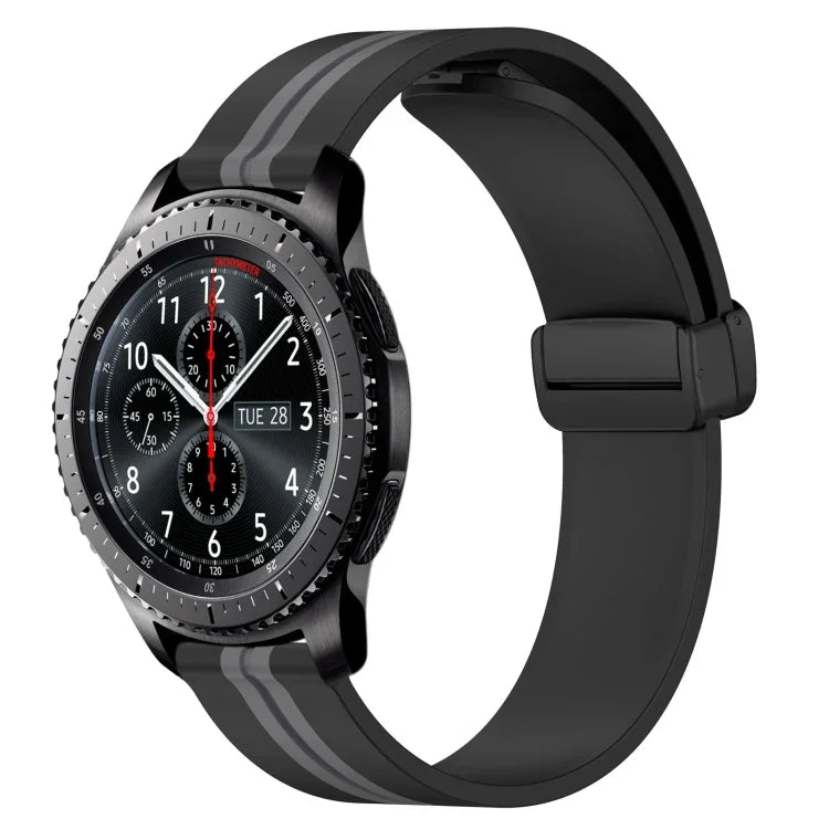 22mm Folding Magnetic Clasp Silicone Watch Band, For Samsung Galaxy Watch3 45mm, For Samsung Galaxy Watch 46mm, For Samsung Gear S3 Classic, For Samsung Gear S3 Frontier