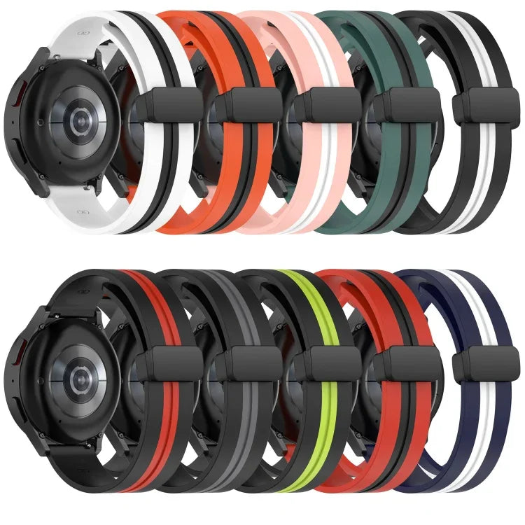20mm 접이식 자석 잠금 실리콘 시계줄, 삼성 갤럭시 워치 액티브 2 40mm용, 삼성 갤럭시 워치 액티브 2 44mm용, 삼성 갤럭시 워치 42mm용