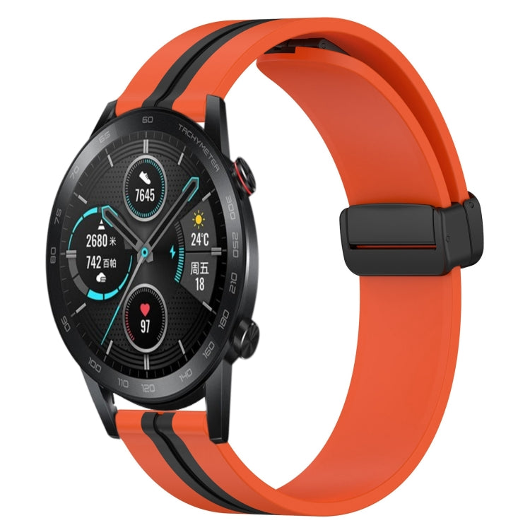 20mm Folding Magnetic Clasp Silicone Watch Band, For Honor Watch ES, For Honor MagicWatch2 42mm