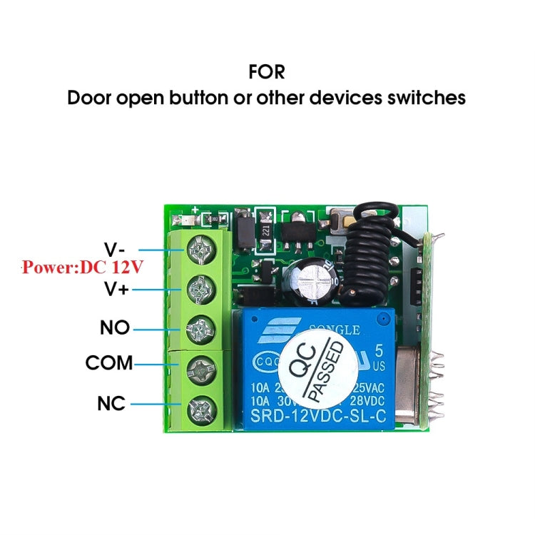 DC12V 1채널 RF 원격 제어 스위치 / 10A 릴레이 / 433MHZ 스위치 수신기