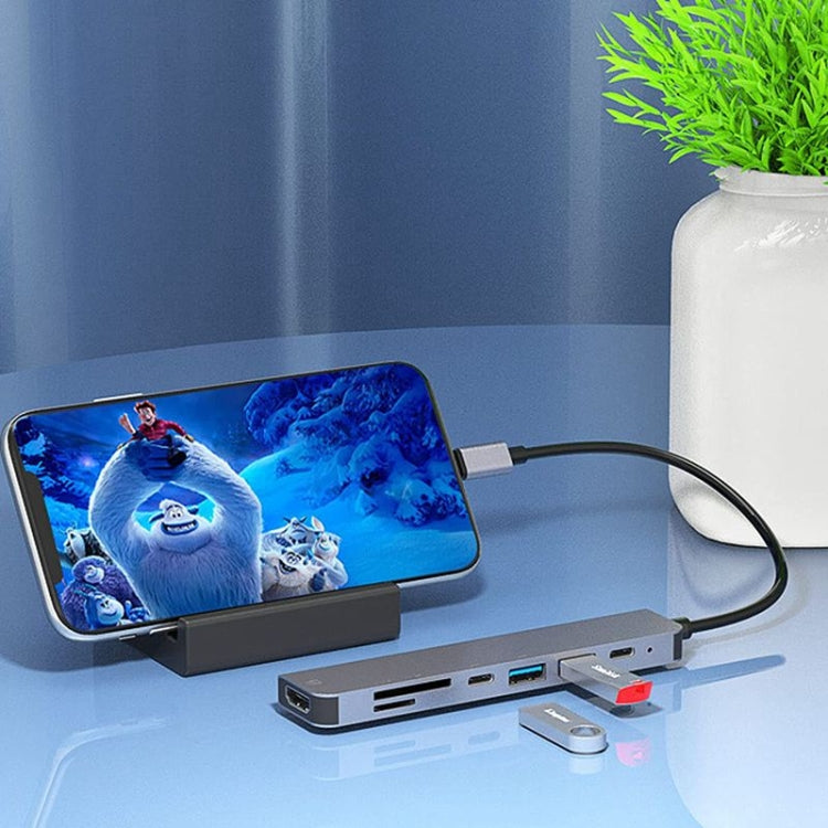 USB C 허브 7-in-1 USB C 멀티포트 어댑터 HDMI 100W PD 및 SD/TF 카드 리더기 포함