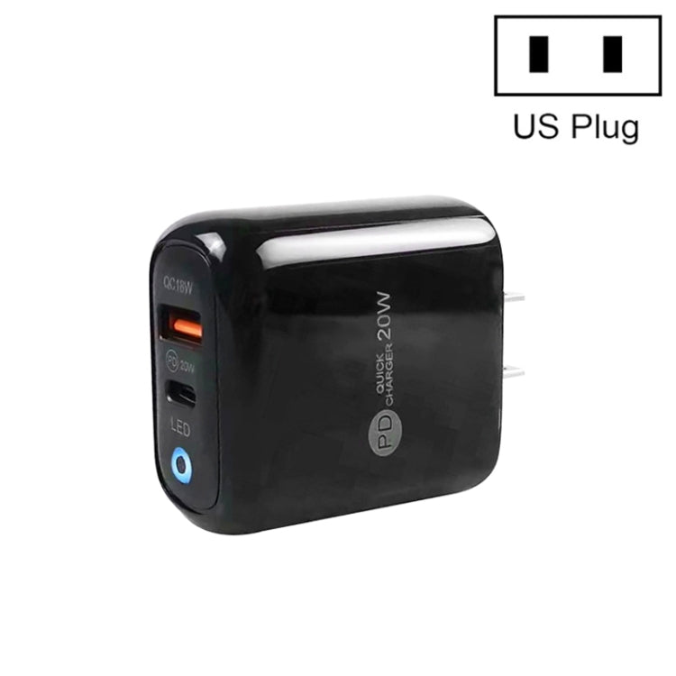 PD04 PD20W + QC18W 휴대폰 충전기 LED 표시등 포함, 미국 플러그, 미국 플러그
