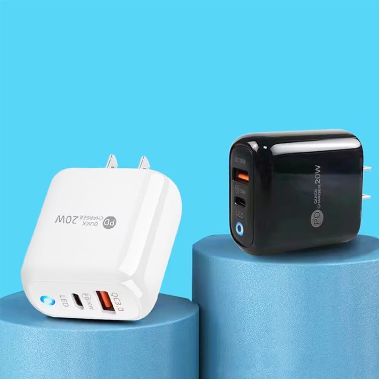 PD04 PD20W + QC18W 휴대폰 충전기 LED 표시등 포함, 미국 플러그, 미국 플러그