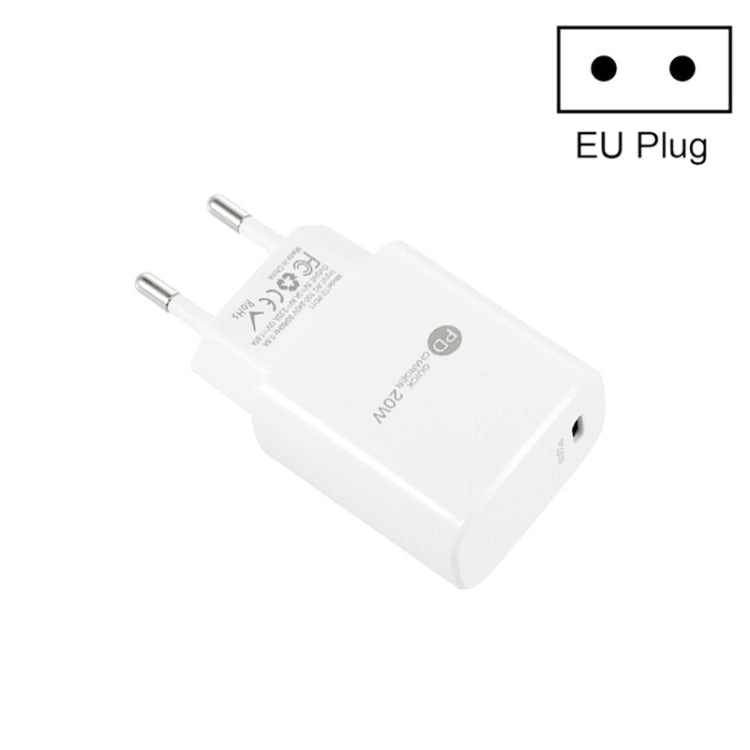 PD11 미니 싱글 포트 PD3.0 USB-C / Type-C 20W 고속 충전기 iPhone / iPad 시리즈용, 유럽 플러그, 유럽 플러그