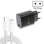 PD11 싱글 PD3.0 USB-C / Type-C 20W 고속 충전기 1m Type-C to 8핀 데이터 케이블 포함, 유럽 플러그, 유럽 플러그 + Type-C to 8핀 케이블
