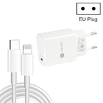 PD11 싱글 PD3.0 USB-C / Type-C 20W 고속 충전기 1m Type-C to 8핀 데이터 케이블 포함, 유럽 플러그, 유럽 플러그 + Type-C to 8핀 케이블