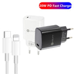 PD11 싱글 PD3.0 USB-C / Type-C 20W 고속 충전기 1m Type-C to 8핀 데이터 케이블 포함, 유럽 플러그, 유럽 플러그 + Type-C to 8핀 케이블