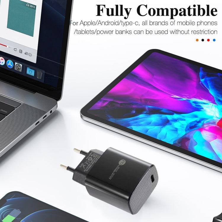 PD11 싱글 PD3.0 USB-C / Type-C 20W 고속 충전기 1m Type-C to 8핀 데이터 케이블 포함, 유럽 플러그, 유럽 플러그 + Type-C to 8핀 케이블