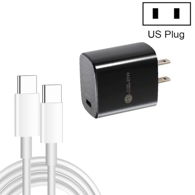 PD11 싱글 PD3.0 USB-C / 타입-C 20W 고속 충전기 1m 타입-C to 타입-C 데이터 케이블 포함, 미국 플러그, 미국 플러그 + 타입-C to 타입-C 케이블