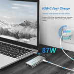 USB C 허브, 11-in-1 USB C 어댑터 동글, 4K HDMI, VGA, 타입 C PD, USB3.0, RJ45 이더넷, SD/TF 카드 리더기, 3.5mm AUX, 맥북 프로/에어 및 기타 타입 C 노트북 기기 호환 도킹 스테이션