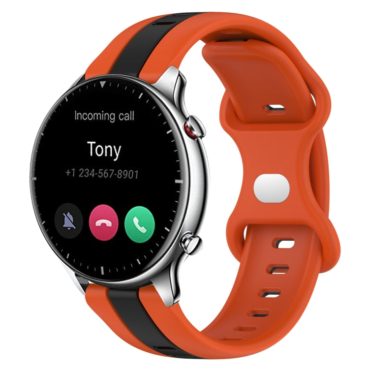 22mm Butterfly Buckle Two-Color Silicone Watch Band, For Amazfit GTR 2, For Amazfit 3, For Amazfit GTR 47mm