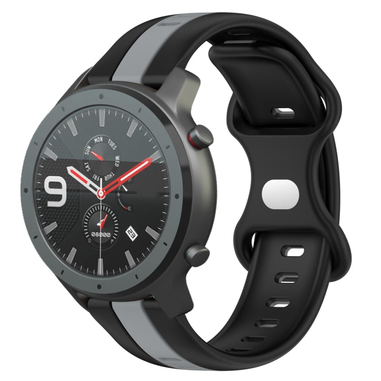 22mm Butterfly Buckle Two-Color Silicone Watch Band, For Amazfit GTR 2, For Amazfit 3, For Amazfit GTR 47mm
