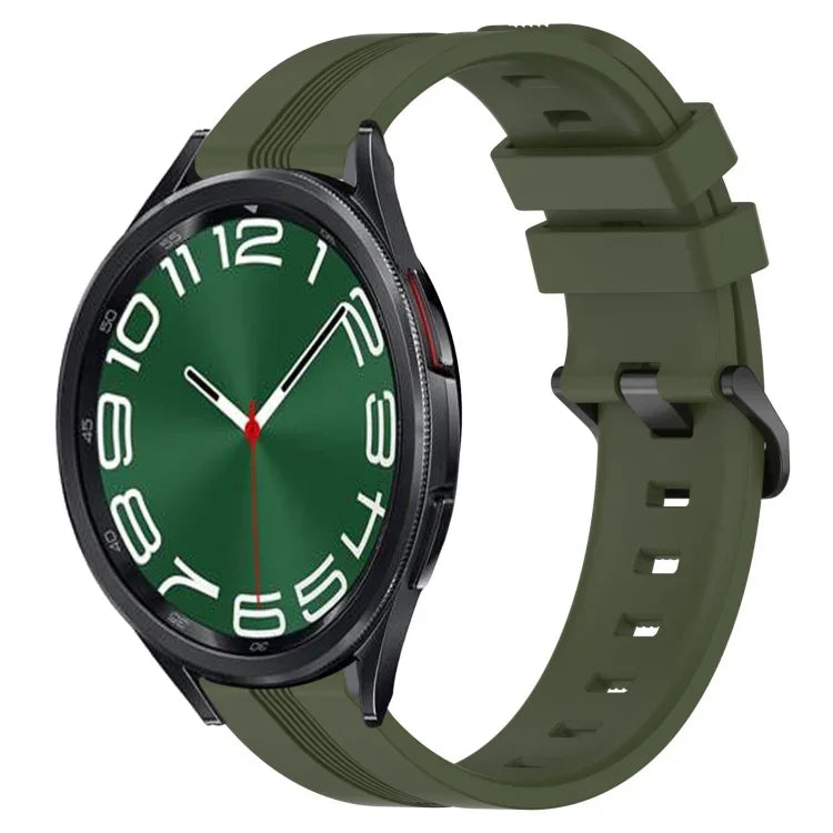 20mm Concave Striped Slicone Watch Band, For Samsung Galaxy Watch 6 40mm, For Samsung Galaxy Watch 6 Classic 43mm