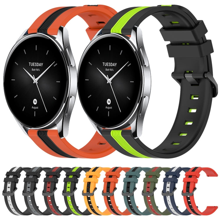 22mm Vertical Two-Color Silicone Watch Band, For Xiaomi MI Watch S2 42mm, For Xiaomi MI Watch S2 46mm