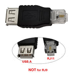 JUNSUNMAY USB 여성-남성 RJ11 6P2C 어댑터 컨버터