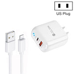 PD04 Type-C + USB 휴대폰 충전기 USB to 8핀 케이블 포함, 미국 플러그, 미국 플러그 + USB to 8핀 케이블
