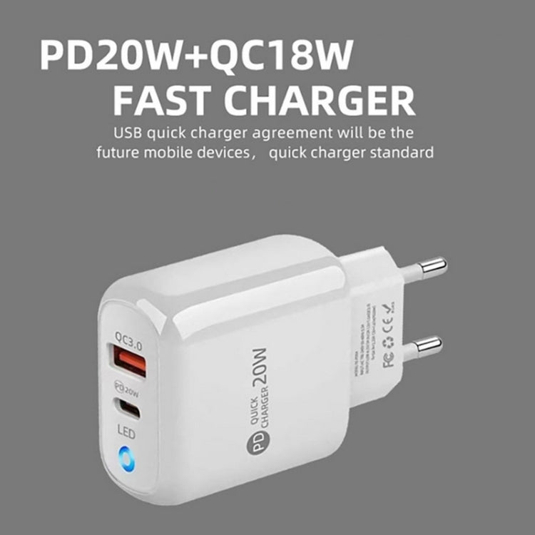 PD04 Type-C + USB 휴대폰 충전기 USB to 8핀 케이블 포함, 미국 플러그, 미국 플러그 + USB to 8핀 케이블