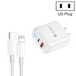 PD04 Type-C + USB 휴대폰 충전기 Type-C to 8핀 케이블 포함, 미국 플러그, 미국 플러그 + Type-C to 8핀 케이블