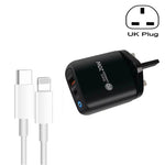PD04 Type-C + USB 휴대폰 충전기 Type-C to 8핀 케이블 포함, 영국 플러그, 영국 플러그 + Type-C to 8핀 케이블