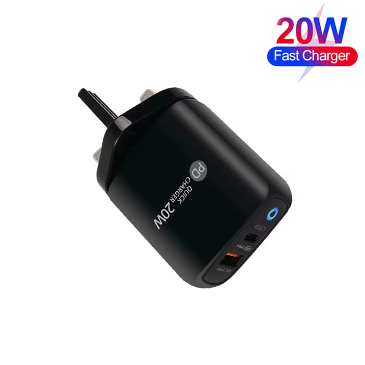PD04 Type-C + USB 휴대폰 충전기 Type-C to 8핀 케이블 포함, 영국 플러그, 영국 플러그 + Type-C to 8핀 케이블