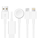 Apple Watch 시리즈 & 아이폰 & 타입-C 포트가 있는 휴대폰용 3-in-1 USB 자석 충전 케이블 4ft/1.2m, DS-XB017