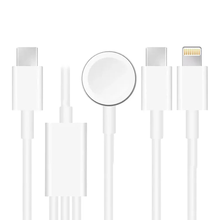 Apple Watch 시리즈 & 듀얼 타입-C 플러그가 있는 휴대폰용 3-in-1 USB 자석 충전 케이블 4ft/1.2m, DS-XB020