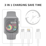 Apple Watch 시리즈 & 듀얼 타입-C 플러그가 있는 휴대폰용 3-in-1 USB 자석 충전 케이블 4ft/1.2m, DS-XB020