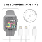 Apple Watch 시리즈 & 아이폰용 3-in-1 Type-C 자석 충전 케이블 4ft/1.2m, DS-XB019