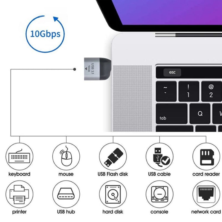 USB 3.0 타입 A 암 to USB 3.1 타입 C 수 OTG 데이터 10Gbps 어댑터, 노트북 및 휴대폰용