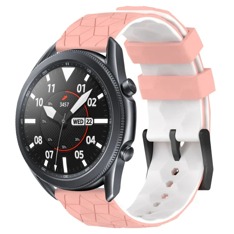 22mm 축구 패턴 투톤 실리콘 시계 밴드, Samsung Galaxy Watch3 45mm용, Samsung Galaxy Watch 46mm용, Samsung Gear S3 Classic용, Samsung Gear S3 Frontier용