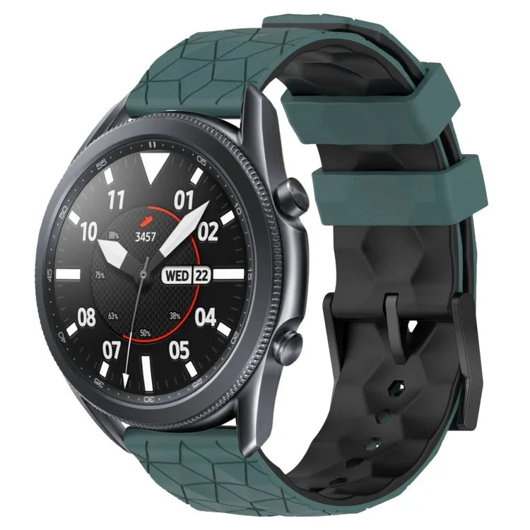 22mm 축구 패턴 투톤 실리콘 시계 밴드, Samsung Galaxy Watch3 45mm용, Samsung Galaxy Watch 46mm용, Samsung Gear S3 Classic용, Samsung Gear S3 Frontier용