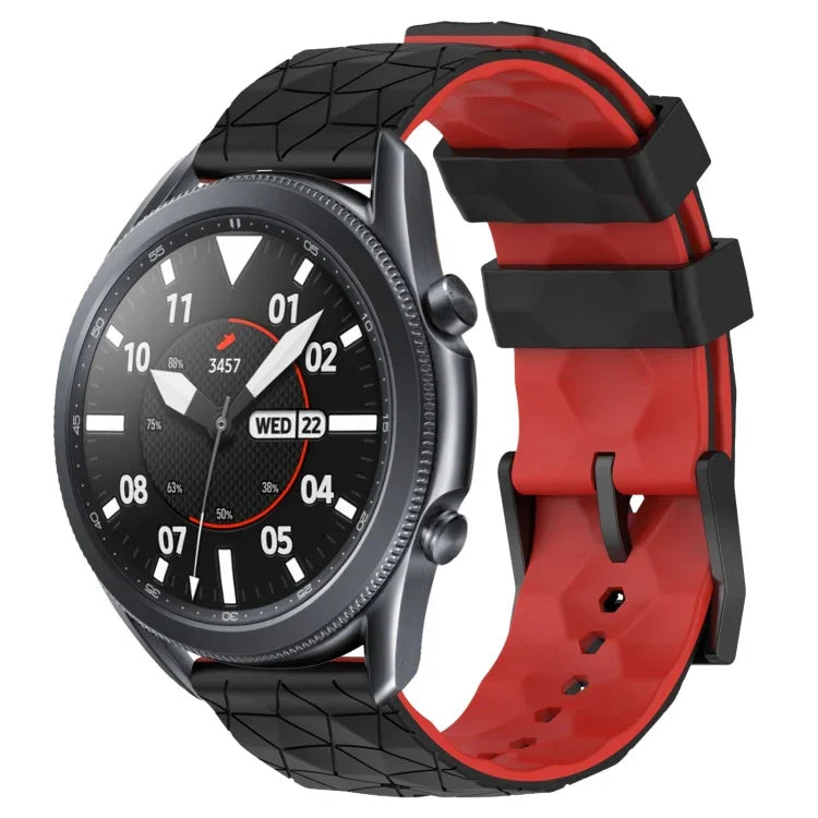 22mm 축구 패턴 투톤 실리콘 시계 밴드, Samsung Galaxy Watch3 45mm용, Samsung Galaxy Watch 46mm용, Samsung Gear S3 Classic용, Samsung Gear S3 Frontier용