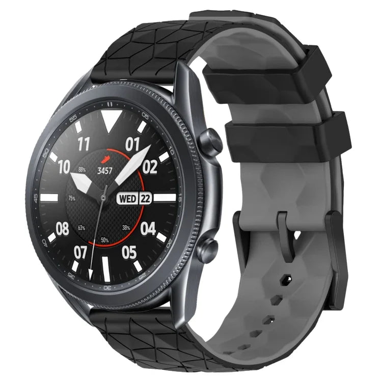 22mm 축구 패턴 투톤 실리콘 시계 밴드, Samsung Galaxy Watch3 45mm용, Samsung Galaxy Watch 46mm용, Samsung Gear S3 Classic용, Samsung Gear S3 Frontier용