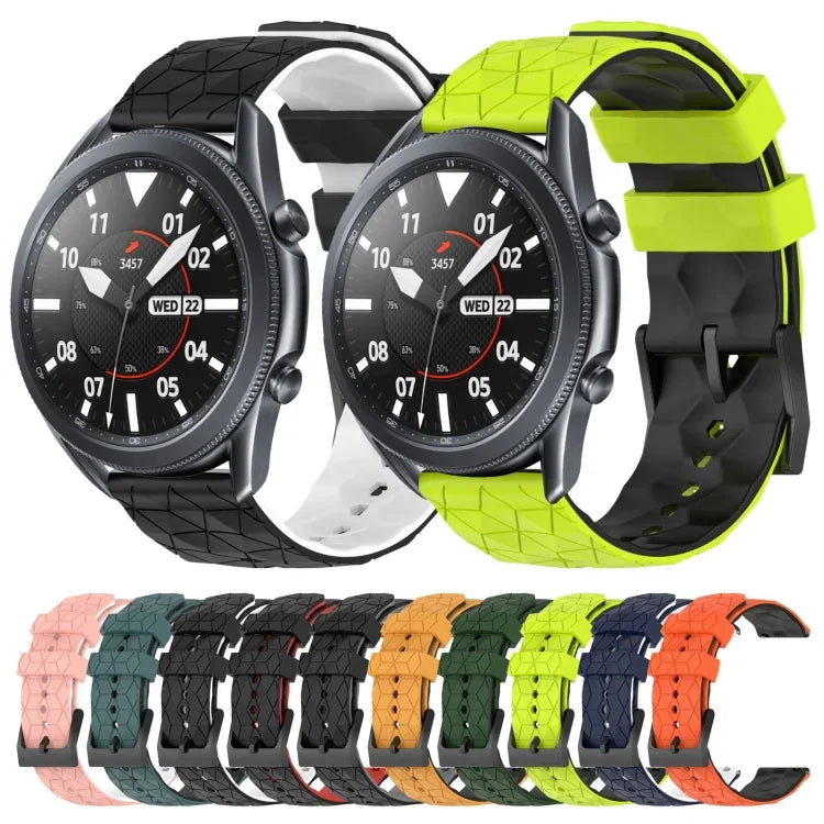 22mm 축구 패턴 투톤 실리콘 시계 밴드, Samsung Galaxy Watch3 45mm용, Samsung Galaxy Watch 46mm용, Samsung Gear S3 Classic용, Samsung Gear S3 Frontier용