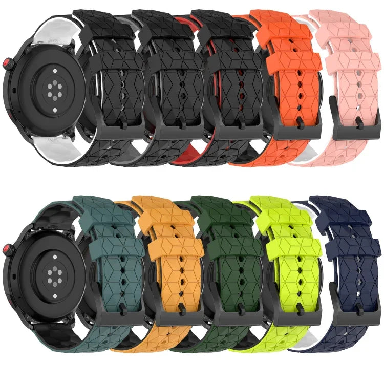 22mm 축구 패턴 투톤 실리콘 시계 밴드, Samsung Galaxy Watch3 45mm용, Samsung Galaxy Watch 46mm용, Samsung Gear S3 Classic용, Samsung Gear S3 Frontier용