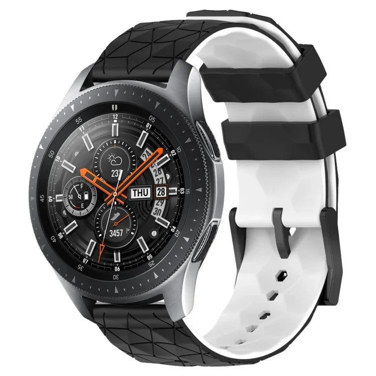 22mm 축구 패턴 투톤 실리콘 시계 밴드, Samsung Galaxy Watch3 45mm용, Samsung Galaxy Watch 46mm용, Samsung Gear S3 Classic용, Samsung Gear S3 Frontier용