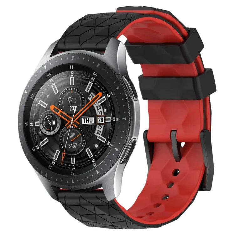 22mm 축구 패턴 투톤 실리콘 시계 밴드, Samsung Galaxy Watch3 45mm용, Samsung Galaxy Watch 46mm용, Samsung Gear S3 Classic용, Samsung Gear S3 Frontier용